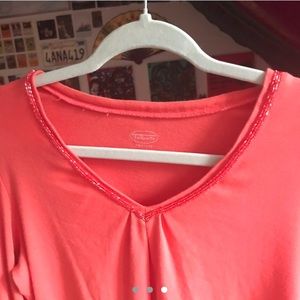 Coral long sleeve slim fitting long sleeve top